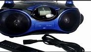 Axess PB270bBL Portable Boombox Blue Color With CD USB SD FM Radio Aux For Mobile Devices