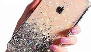 Compatible for iPhone 7 Plus Case, Compatible for iPhone 8 Plus Case, Glitter Luxury Shiny Sparkly Silm Bling Crystal Clear 3D Emboss TPU Protective Girls Women Phone Case (Transparent)
