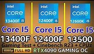 I5 13500 VS I5 13400F VS I5 12400F 1080P GAMING TEST + RTX 4090 Intel best Mid gaming CPU in 2023