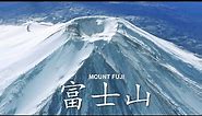 Fly over Mount Fuji 富士山. Mount Fuji summit view. Fujisan Japan.