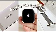  Apple Watch SE2 ⌚️Unboxing Aesthetic and Accessories in 2023 | 40 mm Starlight Gold Milanese Loop