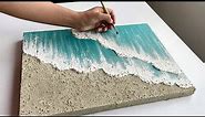 DIY Sea Texture Painting Mixing With Sand and sandstone Texture | Ocean Waves Textured Art