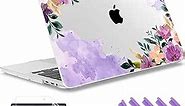 Lepeoac for MacBook Pro 16 inch Case 2019 2020 Release Model A2141, Plastic Hard Shell Cover with Keyboard Cover & Screen Protector for MacBook Pro 16 inch with Touch Bar & Touch ID - Purple Flower