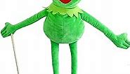 Kermit Frog Puppet with Detachable Control Wooden Rod, The Puppet Movie Show Soft Stuffed Plush Toy
