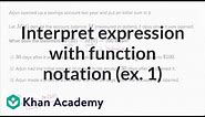How to interpret an expression with function notation | Functions | Algebra I | Khan Academy