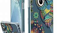 for iPhone 12 Case,iPhone 12 Pro Case Clear with Black and Blue owl Pattern for Girls Women,Shockproof Slim Fit TPU Cover Protective Phone Case for iPhone 12/12 Pro 6.1"