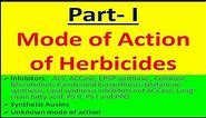 Part I: Mode of Action of Herbicides