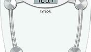 Taylor Digital Bathroom Scale, Highly Accurate Body Weight Scale, Instant On and Off, 400 lb, Sturdy Clear Glass with Chrome Finish Base