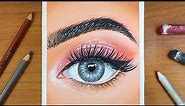 REALISTIC Eye Oil pastel Drawing | How to Draw Eye with Oil Pastels | Oil pastel Painting