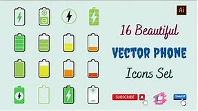 Design 16 Awesome Vector Phone Icons Set With Illustrator | Phone Icon Illustrator Tutorial For APP