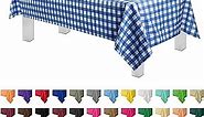Grandipity Blue Gingham Checkered 12 Pack Premium Disposable Plastic Picnic Tablecloth 54 Inch. x 108 Inch. Decorative Rectangle Table Cover