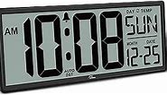 WallarGe 14.5'' Large Digital Wall Clock Battery Operated with Jumbo Numbers, Temperature and Date - Easy to Read and Set, Auto DST