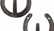 2PCS Cast Iron Western Single Horseshoe Hook for The Wall (Dark Brown)