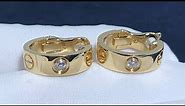 Cartier Love 18k Yellow Gold Diamond Earrings. Paved 2 Diamonds.