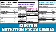 Create Custom Nutritional facts labels for Party Favors with canva.com