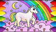 EASY! Learn How To Draw and Color Magical Glitter Unicorn || FUN CRAFTS ✨🦄