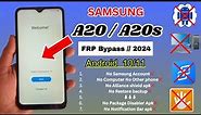 Samsung A20/A20s Android 10/11 FRP Bypass || 2024 Without Pc Google Account Bypass || New Method
