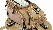 ILM Motorcycle Tank Bag 4 Straps Reinforced Fastening Waterproof Touch Screen Phone Pouch Motorbike Bag Yellow Brown