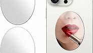 Elliptical Mirror Decal for Smartphone，Stick-On Make up Mirror Sticker on Phone Case Back，Mirror Phone Charm （2 Pack ）