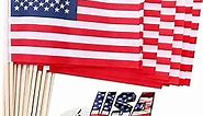 Small American Flags on Stick 5x8 Inch/30 Pack - Mini Ameirican Flags/Handheld American Wooden Stick Flag Spear Top