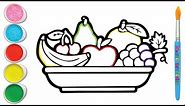 Drawing and Coloring a Fruit Basket, Painting and Drawing for Kids and Toddlers, Coloring Pages