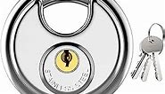 Puroma Keyed Padlock, Stainless Steel Discus Lock Heavy Duty Lock with 3 Keys, Waterproof and Rustproof Storage Lock with 5/16 Inch Shackle for Warehouse, Garage, Storage Locker, and Outdoors (1 Pack)