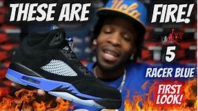 IM FEELING THESE!! FIRST LOOK JORDAN 5 RACER BLUE!! OVERVIEW & FIRST THOUGHTS!!