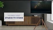STAND-TV65F Dark Walnut Foldable Easel Studio TV Stand by VIVO