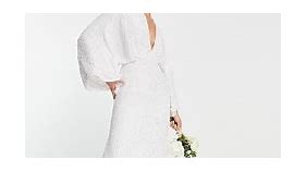 ASOS EDITION Ciara sequin kimono sleeve wedding dress in ivory | ASOS