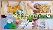 7 MESSY PLAY ideas for 12-18 months | The 5 senses activities on IKEA FLISAT table
