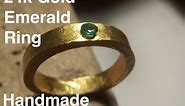Emerald 24k Gold Ring (handmade)(DIY)(talking)(no music)(jewelry making)(solid gold ring making)