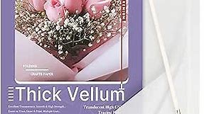 Thick Translucent Vellum Paper, Oplymio 42 Sheets 167GSM Printable Tracing Vellum Paper for Invitations, Envelopes, Heat Embossing, Belly Bands(8.5 x 11 Inches)