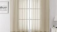 Aiyufeng Taupe Sheer Curtains 63 Inches Long 2 Panels Set, Semi Transparent Voile Rod Pocket Sheer Window Drapes for Bedroom Bed Canopy Living Room Dining Wedding Party Backdrop, 40W x 63L inch