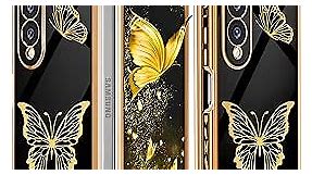 Coralogo for Galaxy Z Fold 4 Case Butterfly for Women Girls Girly Pretty Phone Cases Cute Black and Gold Plating Butterflies Design Aesthetic Luxury Cover for Samsung Galaxy Z Fold 4 5G 2022 7.6"