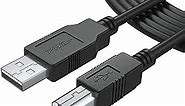 25Ft Extra Long USB-Printer-Cable 2.0 for HP OfficeJet Laserjet Envy, Canon Pixma, Epson Workforce, Stylus, Expression Home, Brother, Silhouette Cameo, Dell Scanner Fax Cord