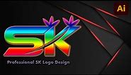 Create a Professional SK Logo Design 2024 Adobe Illustrator Bangla Tutorial || Graphic design