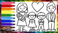 Drawing And Coloring A Family Of 5 👩👨👧👦👶🌈 Drawings For Kids
