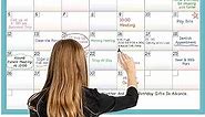 Large Dry Erase Calendar for Wall - Undated 1 Month Wall Calendar, 40" x 28", Erasable & Reusable Laminated Calendar with 8 Round Stickers
