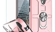 YmhxcY Coolpad Legacy S Case with HD Screen Protector 360 Degree Rotating Ring Kickstand Holder Dual Layers of Shockproof Phone Case for Coolpad Legacy S-ZS Rose Gold