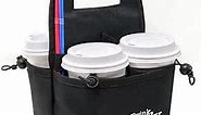 Drink Caddy Portable Drink Carrier and Reusable Coffee Cup Holder - 4 Cup Collapsible Tote Bag with Organizer Pockets Safely Secures Hot and Cold Beverages - Perfect for Food Delivery and Take Out