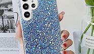 MUYEFW Case for Samsung Galaxy A53 5G Case Glitter Bling for Women Girls Sparkle Cover Cute Protective Phone Cases (Blue)