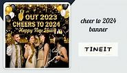 Large 71" X 43" Happy New Year Backdrop 2024, Peace Out 2023 Cheers to 2024 Banner, Black Gold New Years Eve Party Backdrop 2024 for New Year Party Decorations, Nye Party Decorations 2024 tineit
