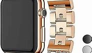 Compatible Apple Watch Band for Woman Man 45mm 49mm 42mm 44mm, Cowboy Style for iWatch Series 9 8 7 6 5 4 3 2 se Bracelet (Rose Gold)