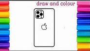 How to draw Apple iphone mobile || Smartphone drawing step by step