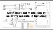 mathematical modelling of solar PV array in Simulink (MATLAB 2015)