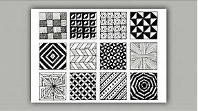 12 easy zentangle patterns , zentangle doodles for beginner