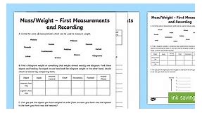 First Measurements in Weight Worksheet