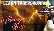 How to airbrush lightning and clouds over water in this full length tutorial. Learn tips and tricks
