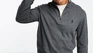 Polo Ralph Lauren icon logo half zip double knit sweatshirt in charcoal marl | ASOS