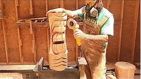 Tiki carve-fun chainsaw carved tiki head